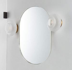 Miroir oval métal 20x33 po, argenté