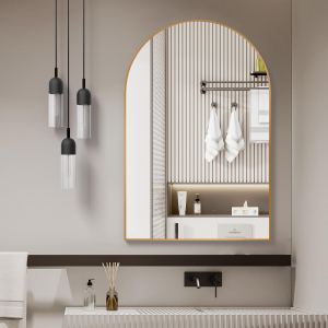 Miroir Salle Bain Arqué Or 24x32 po Mur