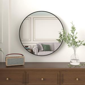 Miroir salle bain rond métal noir 36 po