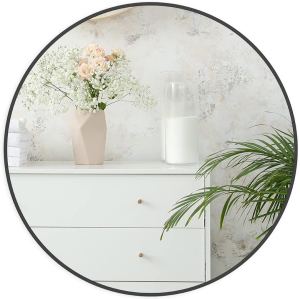 Miroir rond salle bain cadre noir 30po mur