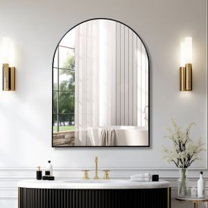 Miroir salle de bain 30x40" métal noir arrondi