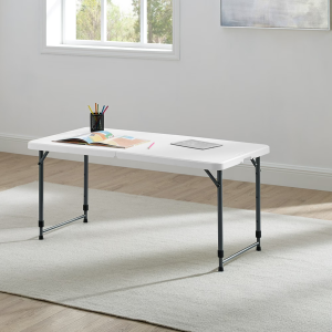 Table Pliante Plastique Blanche Hauteur Ajustable 4 pi