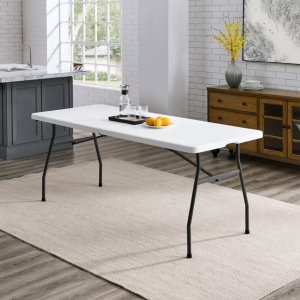 Table plastique pliante 6pi blanche, extérieur, anti-rayures