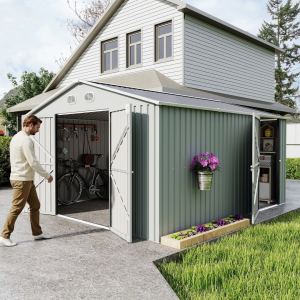 Cabanon métal 10x12pi cadre robuste porte verr.