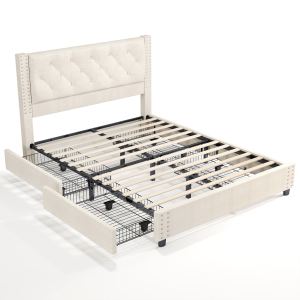 Lit taille complète 4 tiroirs sans ressort à boutons
