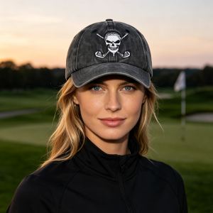 2x Casquette baseball golf crâne bâtons de golf homme/femme