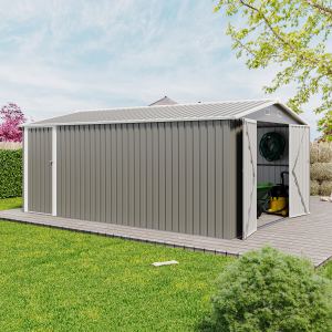 Remise Campcraft 10x14pi acier 3 portes gris clair