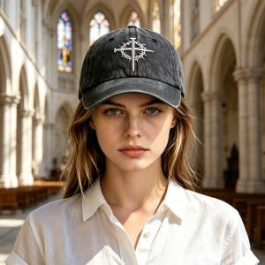 2x Casquette baseball couronne homme/femme, croix ongles foi