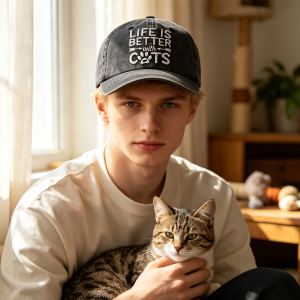 2 casquettes baseball chats, chaton patte amusante amateur