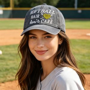 Casquette baseball softball vintage brodée lavée femme