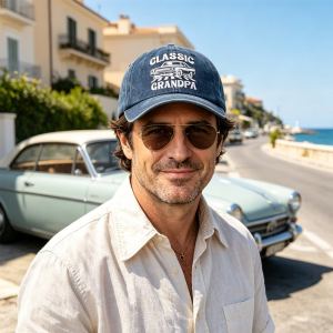 Casquette baseball homme bleu marine lavé rétro brodée