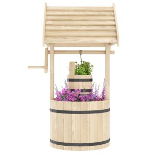 Puits souhait bois seau suspendu trou drainage jardin
