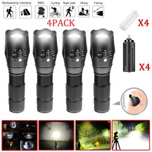 Lampe de poche LED 4 packs haute puissance, torche camping lumière brillante