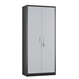 Armoire rangement acier verrouillée noire grise, 4 tablettes