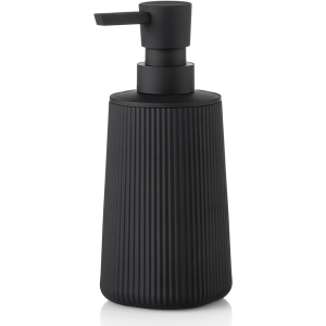 Distributeur savon petit style ferme rayé noir mat plastique