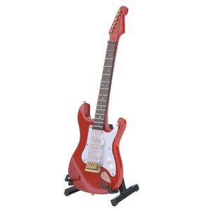 Guitare électrique bois mini 18cm ornement rouge