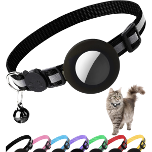 Collier chat détachable avec AirTag noir