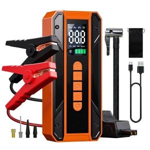 Compresseur air démarrage batterie 150PSI 12V affichage LCD lampe urgence 3 modes