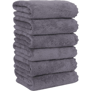 Ensemble 6 serviettes main microfibre corail, séchage rapide
