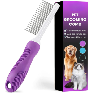 Peigne animal acier inoxydable long/court démêlant