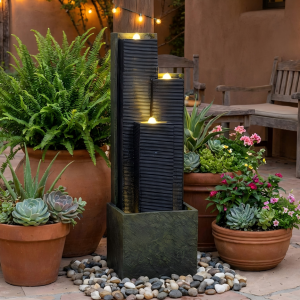 Fontaine extérieure 39po moderne LED jardin