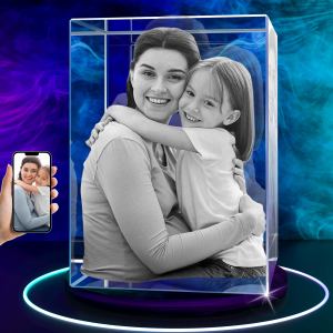 Cube photo cristal 3D personnalisé portrait père mère couple