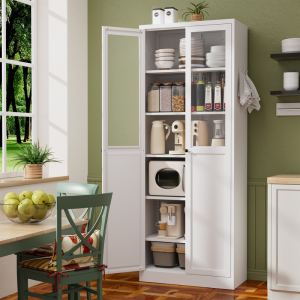 Armoire garde-manger métal blanc 72po portes, rangement lourd