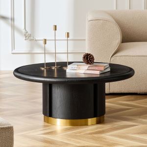 Table café ronde 35,43 po, acier inoxydable brossé