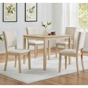 Ensemble table à manger 4 personnes, table bois 5 pièces chêne clair