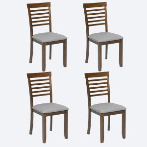Chaises salle à manger 4 ensemble bois siège rembourré noyer