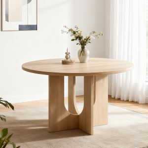 Table à manger ronde farmhouse 47,3po, chêne clair, 4 places