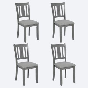 Ensemble 4 chaises salle à manger bois coussin gris