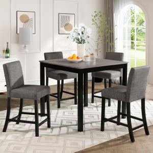 Ensemble 5 pièces hauteur comptoir gris noir