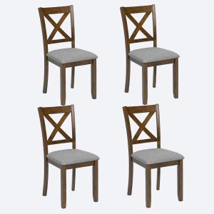 Chaises salle à manger bois 4 pièces noyer assise rembourée
