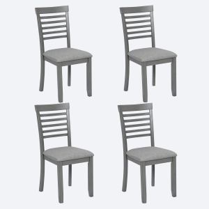 Chaises salle à manger 4 pc, siège rembourré, gris