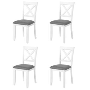 Chaises salle à manger bois ensemble 4 siège rembourré gris blanc