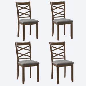 Chaises salle à manger bois 4 siège rembourré noyer salon