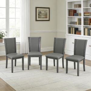 Chaises salle à manger bois ensemble 4 siège rembourré gris