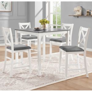 Ensemble table comptoir 5pc, 4 chaises bois, design simple, petit espace