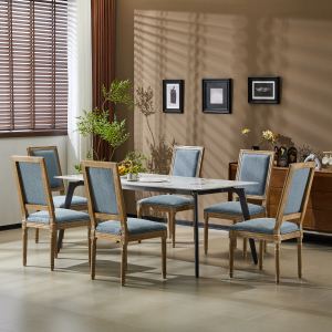 6 chaises salle français rotin lin bois rustique