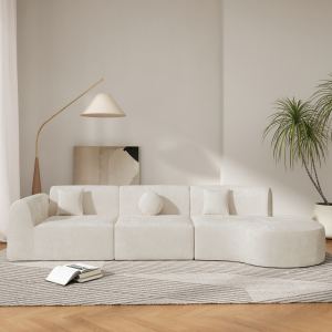 Sectional canapé incurvé moderne 140 po, 3 pièces