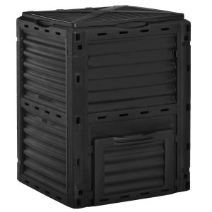 Outsunny bac compost 80 gal capacité grande aération noir