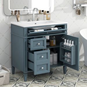 Meuble-lavabo 30", comptoir moderne, 2 tiroirs, lavabo simple