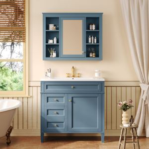 Vanité 36'' armoire pharmacie 2 portes lavabo simple