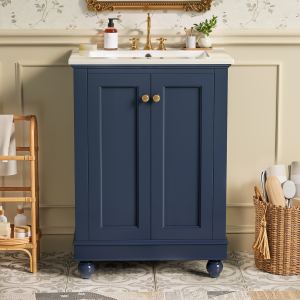Vanité salle bain 24 po, design épuré, évier céramique