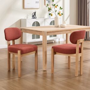Ensemble 2 chaises salle à manger tissu, style ferme, bois