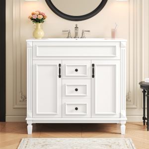Meuble-lavabo 36'' avec dessus et lavabo, 2 portes soft-close