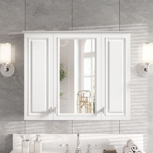 Armoire murale salle de bain 35 po 5 tablettes porte miroir blanc