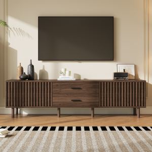 Meuble TV 70po entreposage pieds bois massif