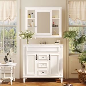 Vanité salle bain 36'' dessus lavabo miroir 2 portes